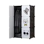 SOGA 6 Cubes Black Portable Wardrobe Divide-Grid Modular Storage Organiser Folda