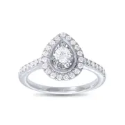 Facets of Love Pear Halo Solitaire Ring with 1/2ct of Diamonds in 18kt White Gold