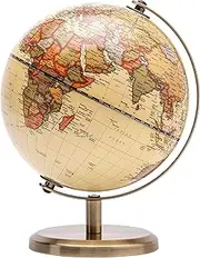 Exerz Antique World Globe (Dia 14CM)- Stainless Steel Arc and Base - Educational/Geographic/Modern Desktop Decoration -World Globe Diameter 14 CM