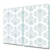 Tempered Glass Bread Board Worktop Saver Kitchen Vintage blue and grey 2x30x52