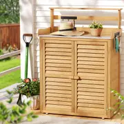 Wooden Outdoor Storage Cabinet Box With Steel Table Top