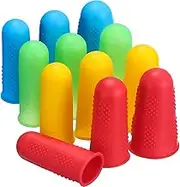12 Pieces Hot Glue Gun Finger Caps Silicone Finger Protectors for Hot Glue Wax Rosin Resin Honey Adhesives Scrapbooking Sewing in 3 Sizes (Multicolor)