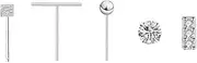 [SLUYNZ] 925 Sterling Silver Tiny CZ Cartilage Earrings Set, Women's Hypoallergenic Minimalist Studs Tragus Post Pin Ball Studs Bar Earrings, Metal, Cubic Zirconia
