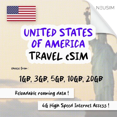 NeuSIM USA eSIM 1-20GB Data | Same Day DELIVERY! (1GB for 7 Days)