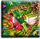EXOTIC RAINFOREST TREE FROGS SALAMANDER DOUBLE LIGHT SWITCH WALL PLATE ART DECOR