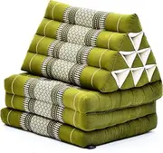 Leewadee - Comfortable Japanese Floor Mattress - Thai Floor Bed with Triangle Cushion - Futon Mattress - Thai Massage Mat, 170 x 53 cm, Green, Kapok Filling