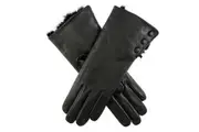 DENTS Sophie Womens Leather Gloves w Rabbit Fur Cuffs Wool Lined Ladies