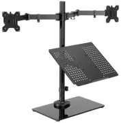 VIVO Laptop and Dual Monitor Desk Stand w/ Glass Base, Fits 32" Computer Screen