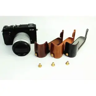 適用於 Fujifilm XE2 X-E2 X-E1 XE1 XE3 XE4 PU 皮革半身套裝蓋帶電池開口的時尚相機包