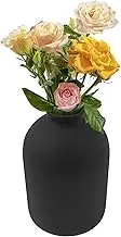 ZFLYCANP Black Metal Matte Flower Vase, Vase for Flowers, Iron Frosted Flower Arranging Vase for Table Centerpiece Home Shelf Office Garden Décor (Black)