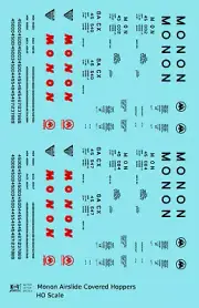 K4 HO Scale Decals Monon Airslide Covered Hopper Black and Red