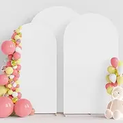 Wokceer Wedding Arch Cover Set of 3 (7.2FT, 6.6FT, 6FT) Spandex Fitted Stand Covers for Round Top Chiara Backdrop - Birthday Party Ceremony Banquet Decor White