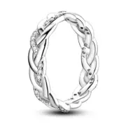 Round Ring Shine Stone Sparkling Silver Ring Stackable Classic Size 6-9 i