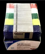 VTG OFFICE DEPOT~ 2HD IBM 3.5" NEON DISKETTES~ 30 Pack 1.44 MB ~ NEW SEALED