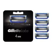 Gillette Labs Heated Men's Razor Spare Blade 4 pcs Shaving Razor Replacement New