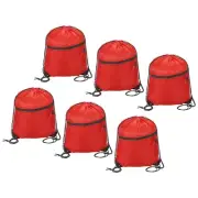6Pcs 13x16.5" Polyester Drawstring Bag Gym Backpack Bulk Cinch Sack Red