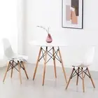 1x Dining Table White Round 80cm Eiffel Wood Legs MDF Top Eames Replica 2 Seater