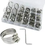 Adjustable 91X Stainless Steel Hose Clamps Clips Range Worm Gear Pipe Clamp Kit
