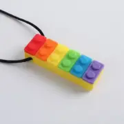 Rainbow Brick Chew Necklace Baby Silicone Teether Autism Sensory Chew Therapy To