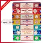 FRESH Nag Champa Satya Incense Sticks 15g x 7 Boxes Mixed Variety Pack - Set 3