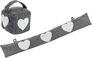 Nicola Spring Door Stop & Draught Excluder Set - Heart - 2pc - Herringbone Indoor Decorative Weighted Door Wedge Doorstop and Interior Wind Stopper Snake Air Seal for Home, Office Doors