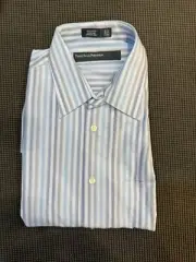 NWT Perry Ellis Striped Dress Shirt Blue Men's 16 1/2 32/33