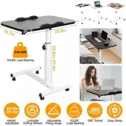 Rolling Laptop Table Portable Computer Desk Movable Table with Adjustable Height
