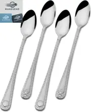 Antigua Frost Iced Beverage Spoons, Set of 4, Stainless Steel