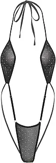 [Rswnyirn] Women Sling Shots Bikini Deep V Neck Extreme Micro Monokini Swimsuit One Piece Swimwear Lingerie
