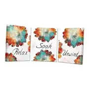 Bathroom Decor Wall Art Set of 3 Canvas Wall Art Relax Soak Unwind Small