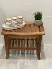 Teakwood Shower Bench Seat Storage Shelf Bath Stool Spa Bathroom Pool 16" high
