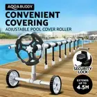 Swimming Pool Cover Roller Aluminium Adjustable 1.05 - 4.05m 8 Blanket Clip LDPE