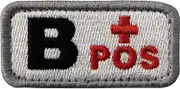 Tactical Type B Positive Blood Group Emblem Embroidered Patch with Hook and Loop Bands Red Black