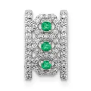 14k White Gold Real Diamond u0026 Emerald Fancy Pendant