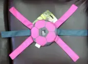 Afp 6" Flattened Ball Dog Toy w/Full Squeaker & 6.5" Long Tug Strings, Pink, New