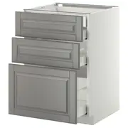 METOD base cb 3 frnts/2 low/1 md/1 hi drw, white Maximera/Bodbyn grey, 60x60x80 cm