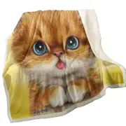 Blue Eyes Ginger Kitty Cat Throw Blanket