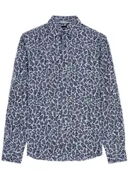 Boss Kal Printed Linen-blend Shirt - Navy - 38 (C15 / S) 38 (C15 / S)