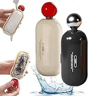 Cleanglide Reusable Sticky Roller Ver,Enjoy Lint Roller,Mini Portable Lint Roller for Clothes Pet Hair,2 in 1 Washable Gel Handy Roller Lint with Scraper for Travel Office Home(Black+White)