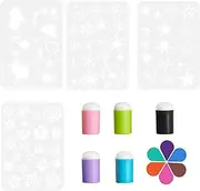 Kids Finger Paint Dauber Kit, Finger Craft Drawing Tools, Finger Painting Sponge, Crafting Finger Daubers with 6 Color Stamp Pads for Stamping, Drawing