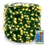 Decute 500LED 164FT Christmas Tree String Lights Green Wire Dimmable with Remote