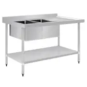 Vogue Double Bowl Sink R/H Drainer