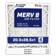 Filter King 20.5x28.5x1 Air Filter 4-PACK MERV 8 Actual Size 20.5 x 28.5 x .75"