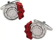 [MRCUFF] Brake Disc & Red Brake Caliper Racing Sports Car Auto Cufflinks in a Presentation Gift Box & Polishing Cloth