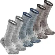 [MERIWOOL] Merino Wool Lightweight Hiking Socks, 3 Pairs Cushioned & Odor Resistant Outdoor Crew Socks for Men and Women
