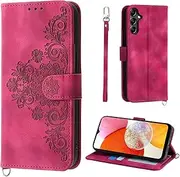 [AsWant] Wallet Case for Samsung Galaxy A14 5G - Premium Leather Flip Protective Case Magnetic Cover Galaxy A14 with Stand Function (Red)