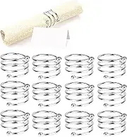 Napkin Ring, 6/12 Pcs Metal Napkin Buckle Holder for Wedding Party Dinner Table Decoration(12 PCS-SPIRAL,Silver)