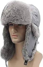 [CVMRBY] Winter Hats,Bomber Hat Unisex Trooper Trapper Hat Faux Aviator Hat Earflaps with Chin Strap Winter Outdoor Free Size
