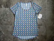 NWT LuLaRoe Classic T Tee Top XS Shirt Circle Octagon Blue Green Red Poly Rayon