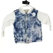 First Impressions Baby Boys Snap Up Blue White Tie dye Hooded Jacket 24 Months